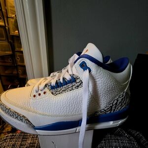 Men's White and Blue AUTHENTIC Michael Jordan Retro 3's